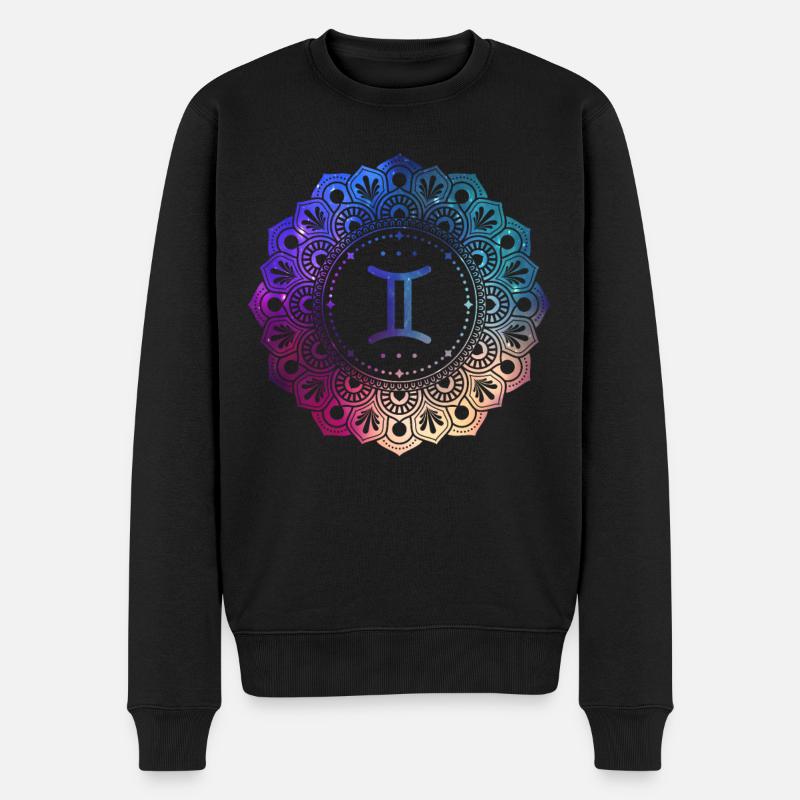 Zwillinge Sternzeichen Symbol Mandala - Männer Premium Bio Pullover - Schwarz