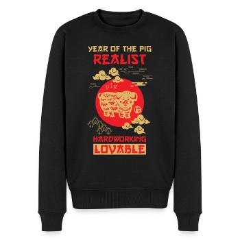 Pig Chinese zodiac sign - Men's Premium Organic Jumper - black - Front - Nico (187cm)