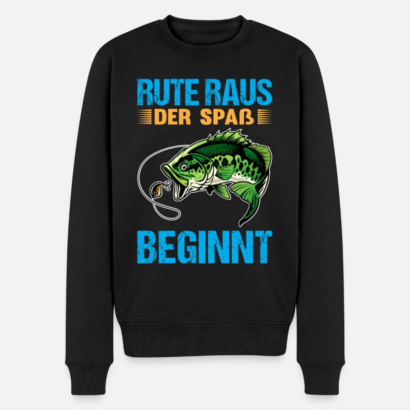 Rute raus der Spaß beginnt - Männer Premium Bio Pullover - Schwarz