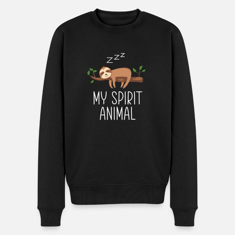 Faultier Spruch lustig Faul sein - Männer Premium Bio Pullover - Schwarz