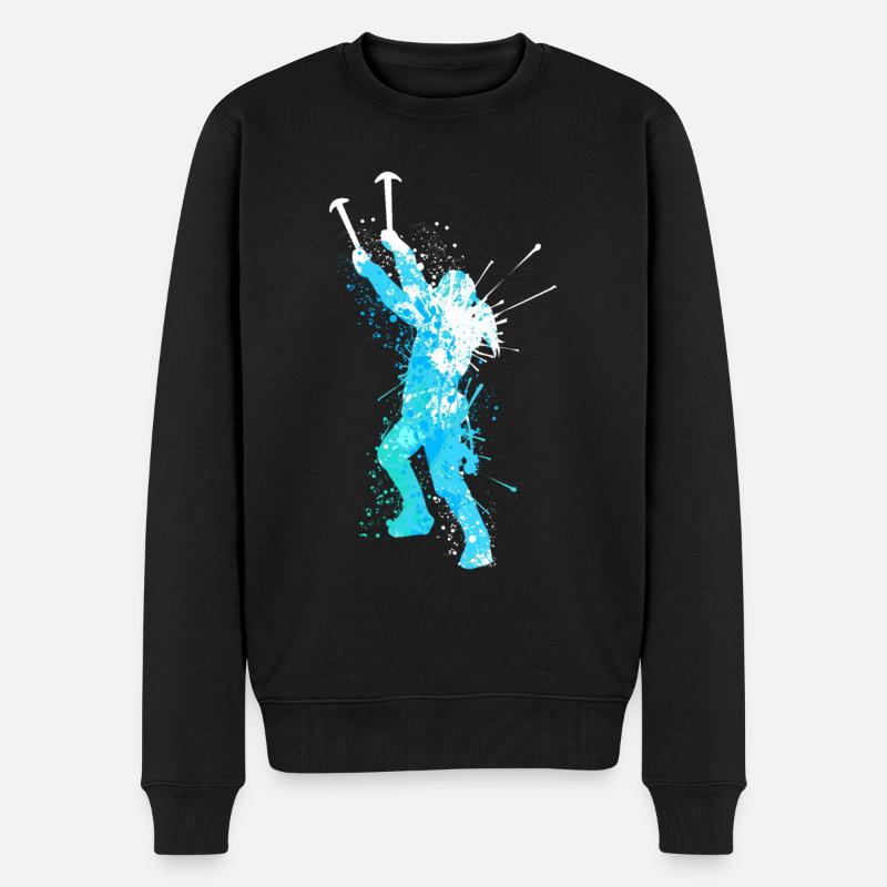 Splash Art Wintersport Ice climbing - Männer Premium Bio Pullover - Schwarz