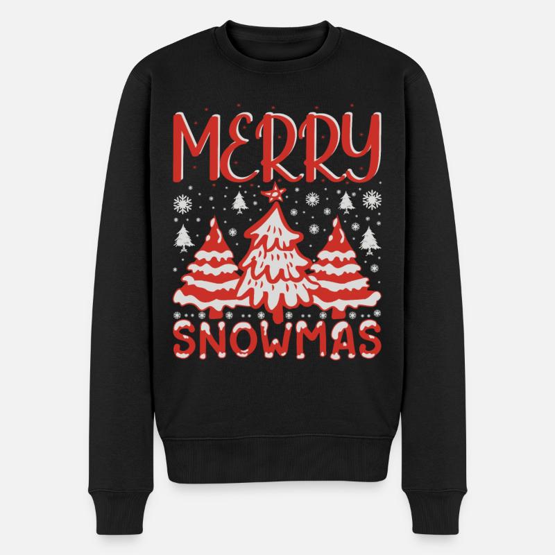 Ugly Christmas Sweater - Merry Snowmas - Männer Premium Bio Pullover - Schwarz