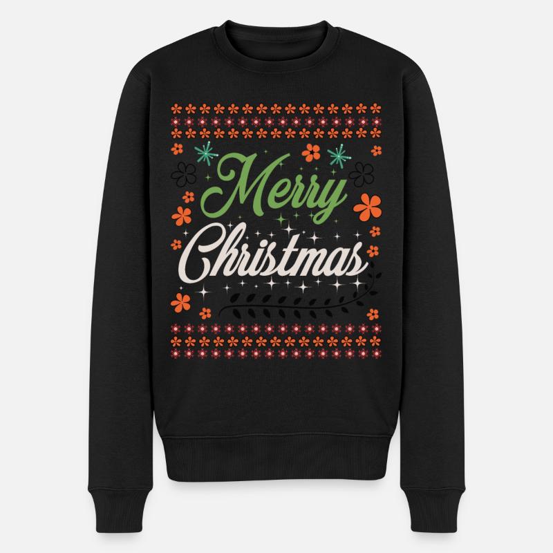 Ugly Christmas Sweater - merry Christmas - Männer Premium Bio Pullover - Schwarz
