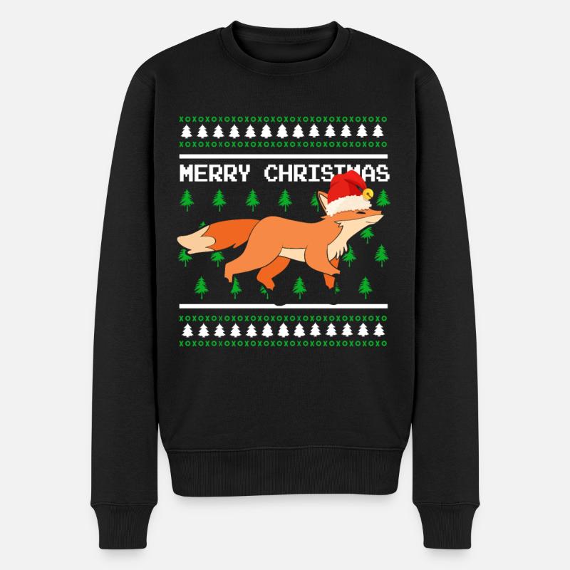 Ugly Christmas Sweater Tshirt Weihnachten Fuchs - Männer Premium Bio Pullover - Schwarz