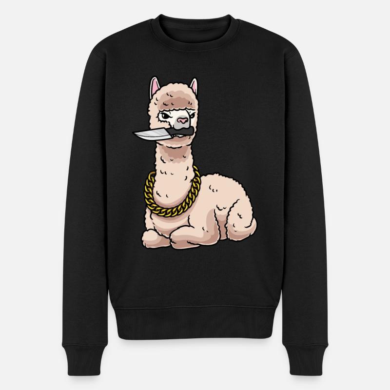 Alpaga au couteau Drôle d’animal - Pull Premium bio Homme - noir