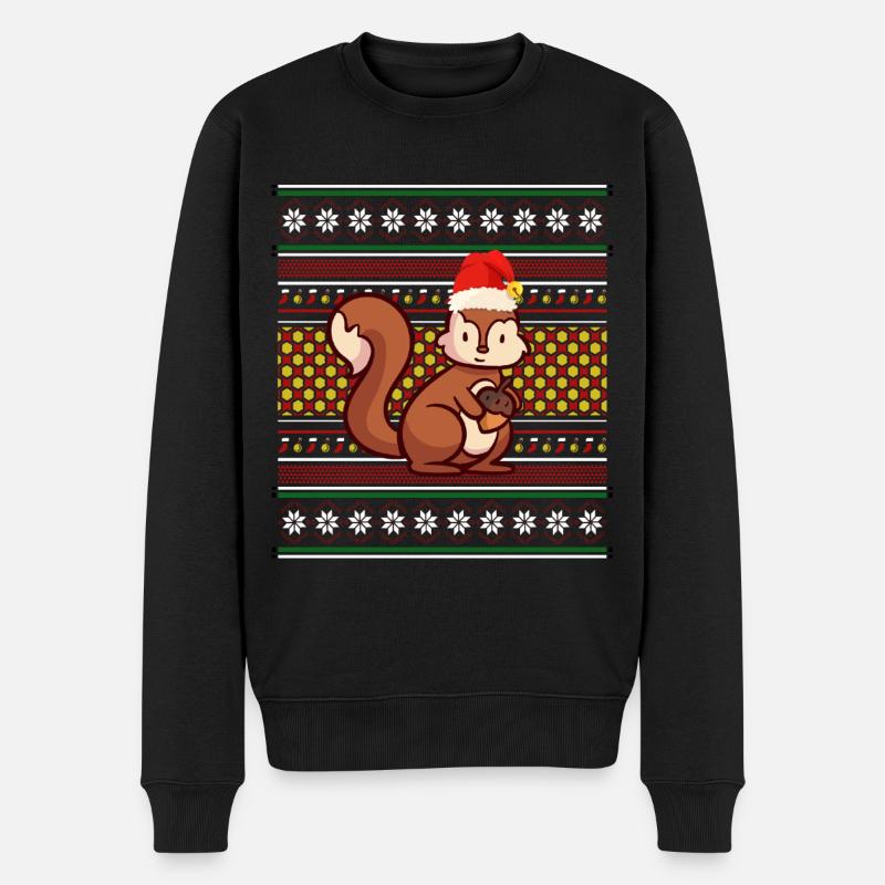 Ugly Christmas Sweater Christmas Squirrel - Men's Premium Organic Jumper - black