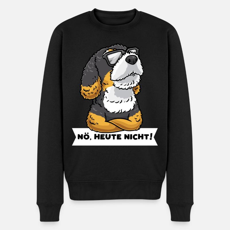 Bernedoodle Hund Stur Mit Sonnenbrille - Männer Premium Bio Pullover - Schwarz