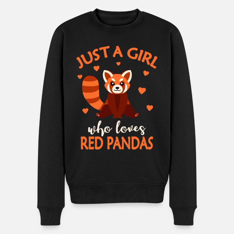 Nur ein Mädchen, das rote Pandas liebt Rote Panda Mädchen K - Männer Premium Bio Pullover - Schwarz