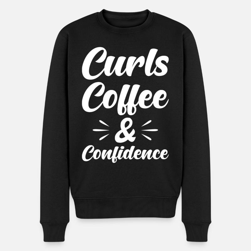 Locken Kaffee und Selbstbewusstsein - Männer Premium Bio Pullover - Schwarz
