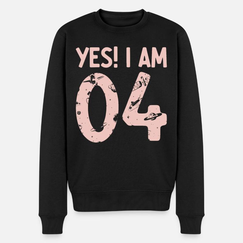 Space Astronaut Kids - Yes! I Am 4 Years Old 4 Bir - Männer Premium Bio Pullover - Schwarz