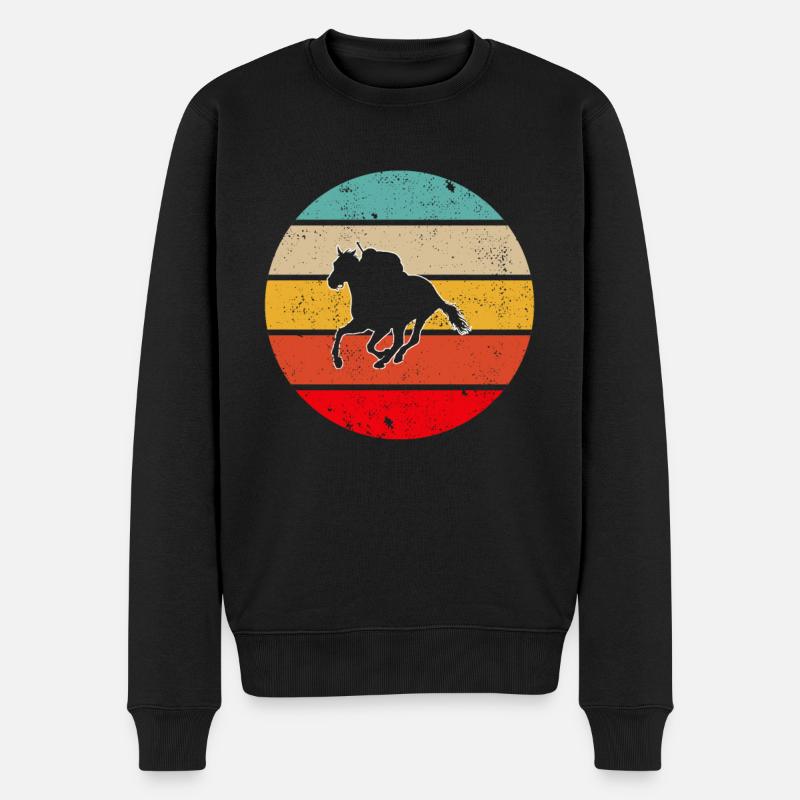 Pferde Retro - Männer Premium Bio Pullover - Schwarz