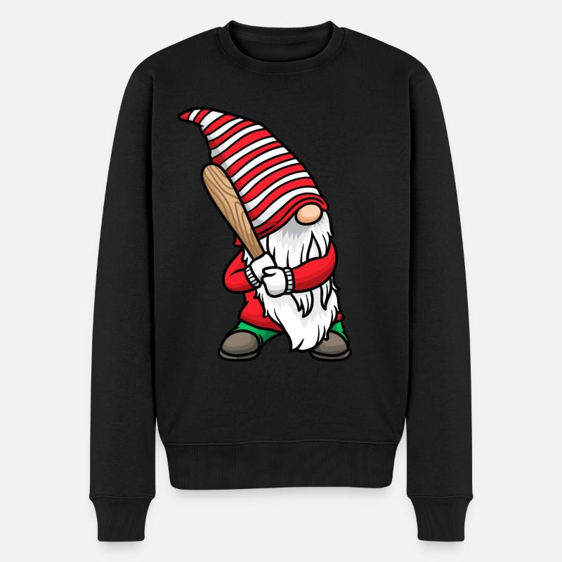 Weihnachtswichtel Weihnachten Baseball - Männer Premium Bio Pullover - Schwarz