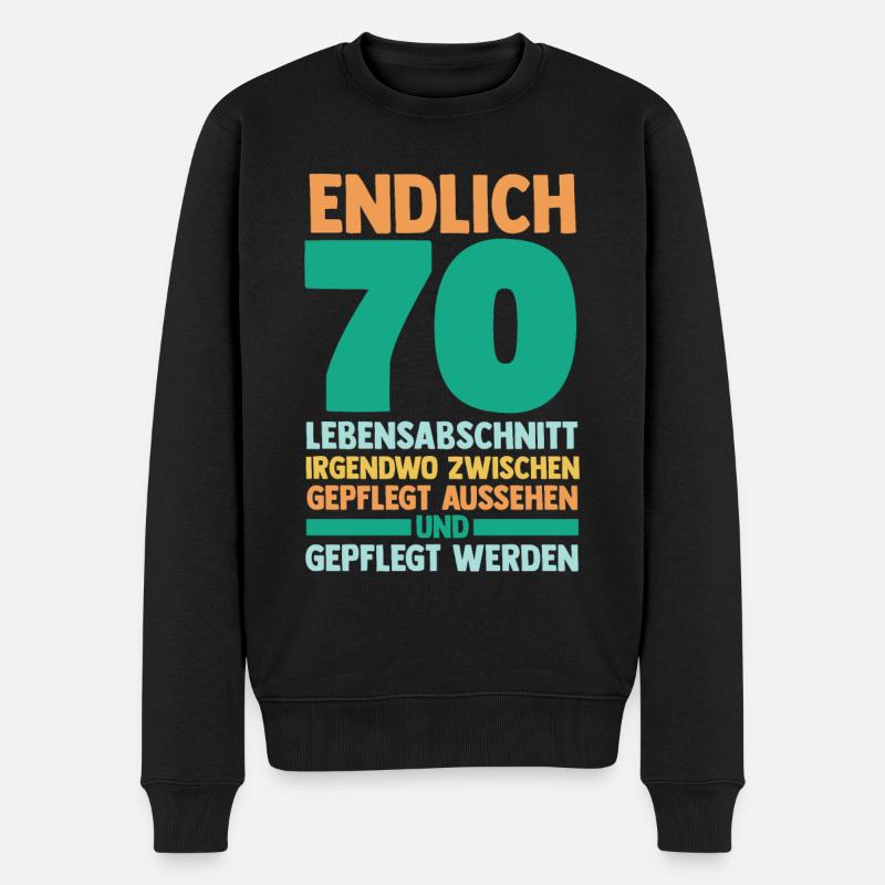 Siebzig Siebzigster 70 Jahre Geburtstag - Männer Premium Bio Pullover - Schwarz