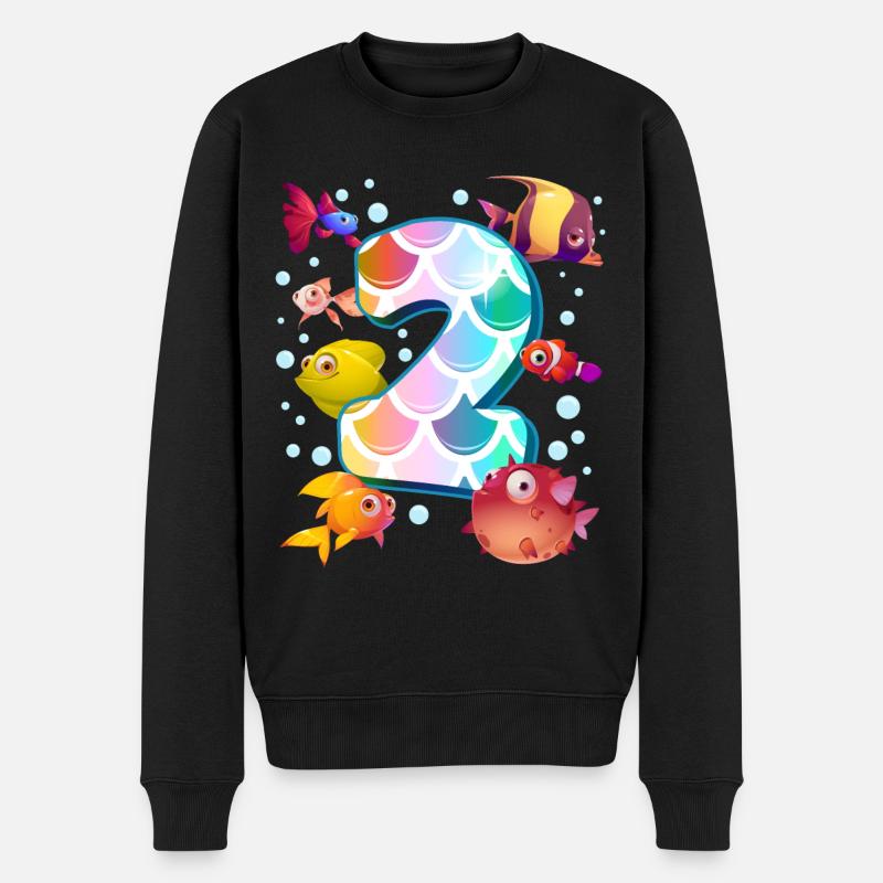 2e anniversaire | Rainbow Fish Anniversaire | - Pull Premium bio Homme - noir
