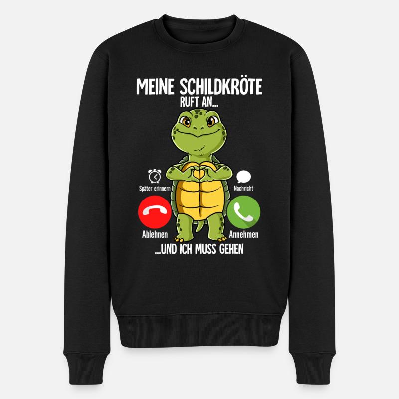 Meine Schildkröte Ruft An - Männer Premium Bio Pullover - Schwarz