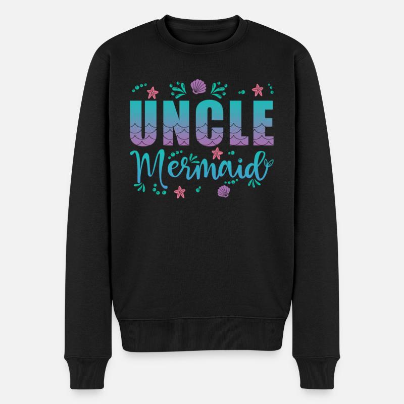 Onkel Meerjungfrau - Männer Premium Bio Pullover - Schwarz