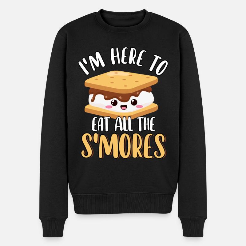 Ich bin hier, um alle S'Mores süß lustig zu essen - Männer Premium Bio Pullover - Schwarz