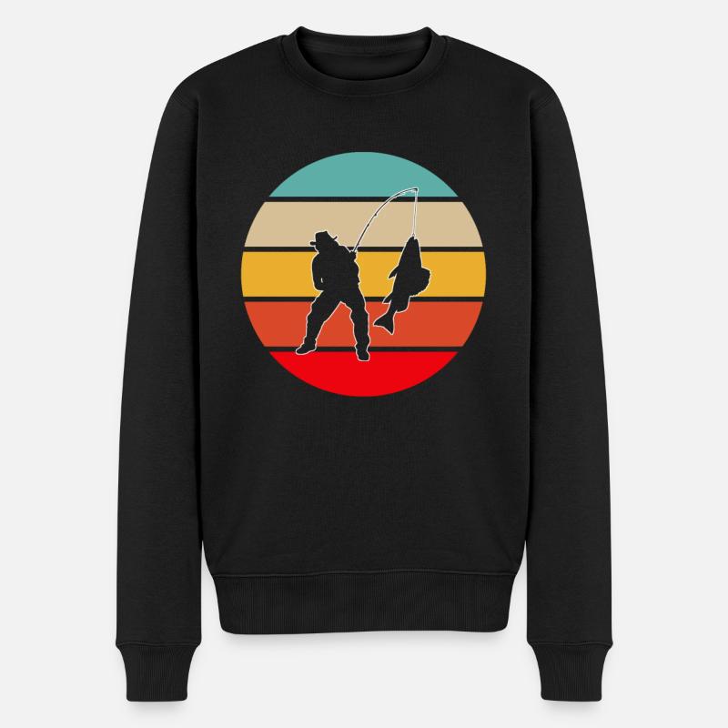 Angeln Retro - Männer Premium Bio Pullover - Schwarz
