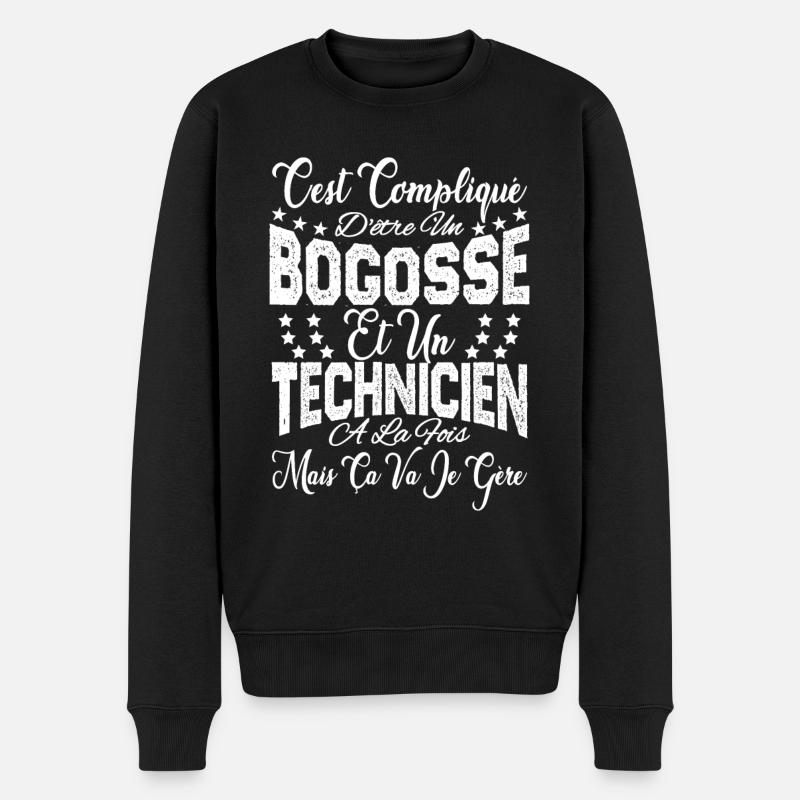 c'est compliqué d'être un Bogosse et un Technicien - Pull Premium bio Homme - noir
