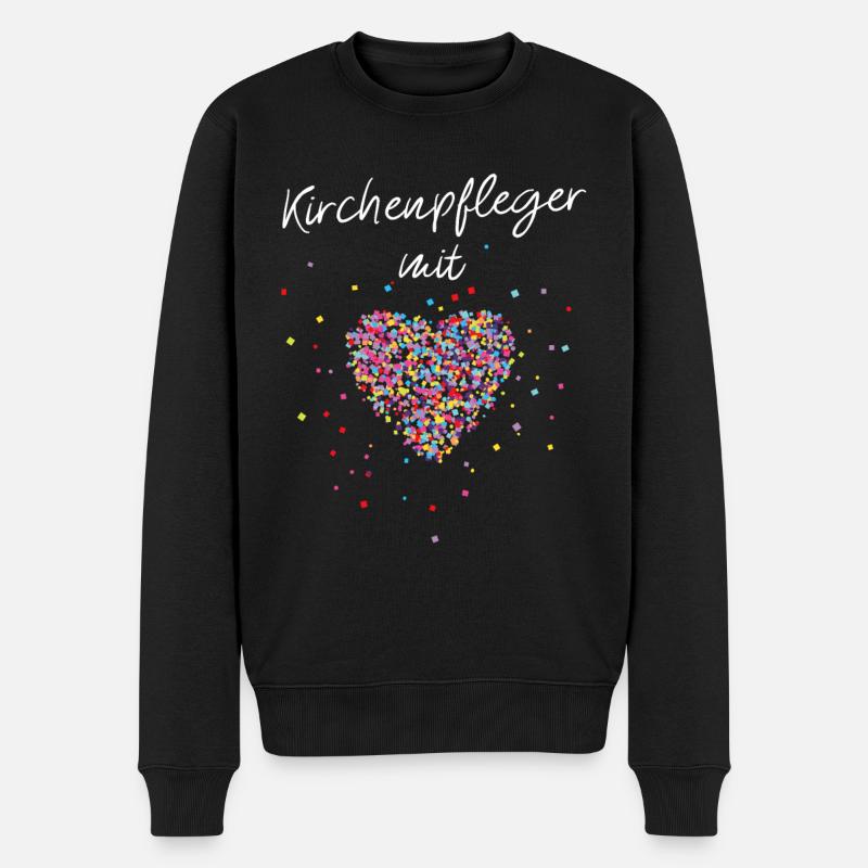Kirchenpfleger mit Herz Kirche Glaube Christen - Männer Premium Bio Pullover - Schwarz