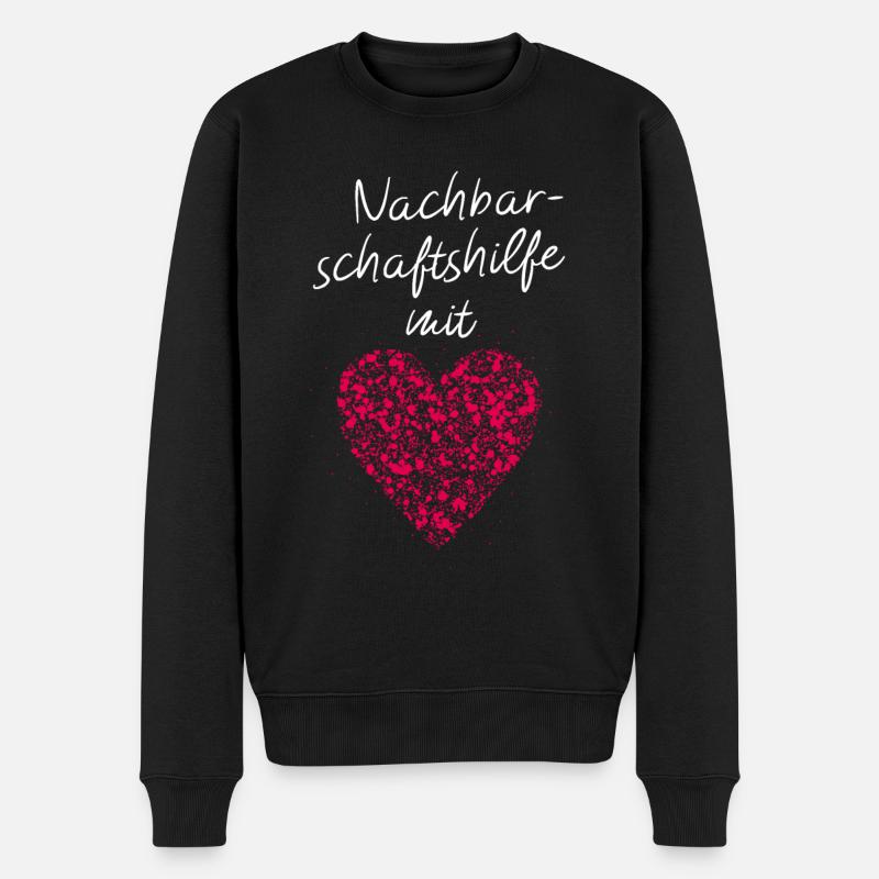 Nachbarschaftshilfe mit Herz Nachbar Einkaufshilfe - Männer Premium Bio Pullover - Schwarz