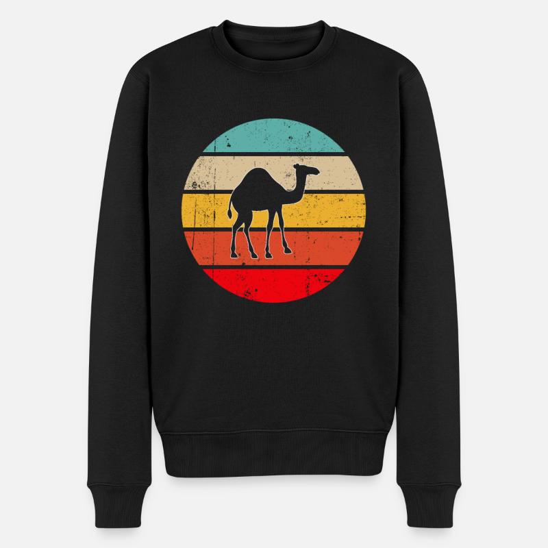 Dromedar Retro - Männer Premium Bio Pullover - Schwarz