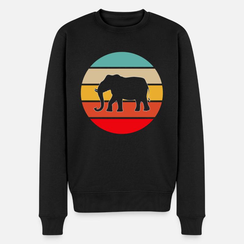 Elefant Retro - Männer Premium Bio Pullover - Schwarz
