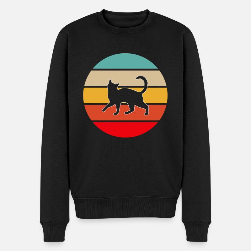 Katze Retro - Männer Premium Bio Pullover - Schwarz