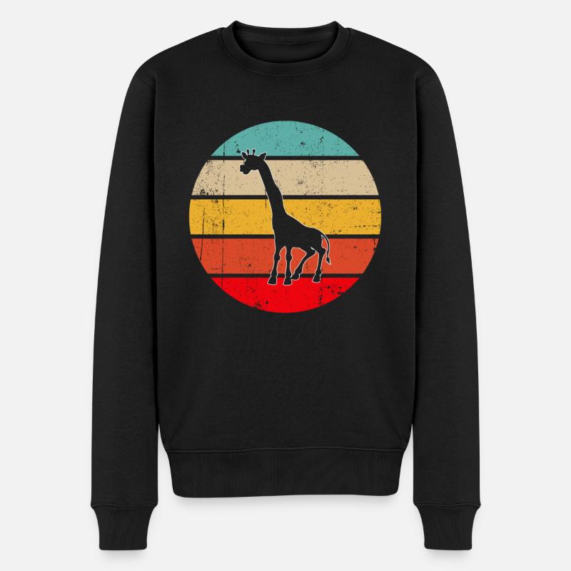 Giraffe Retro - Männer Premium Bio Pullover - Schwarz