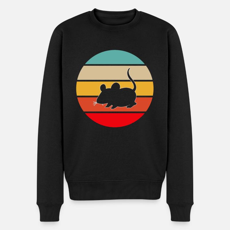 Maus Retro - Männer Premium Bio Pullover - Schwarz