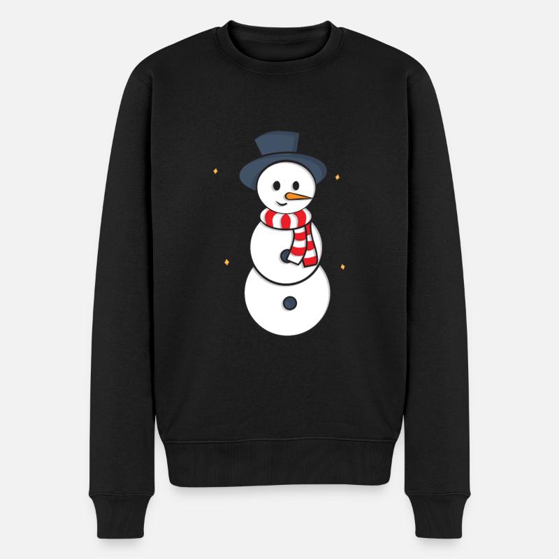 Schneemann - Männer Premium Bio Pullover - Schwarz