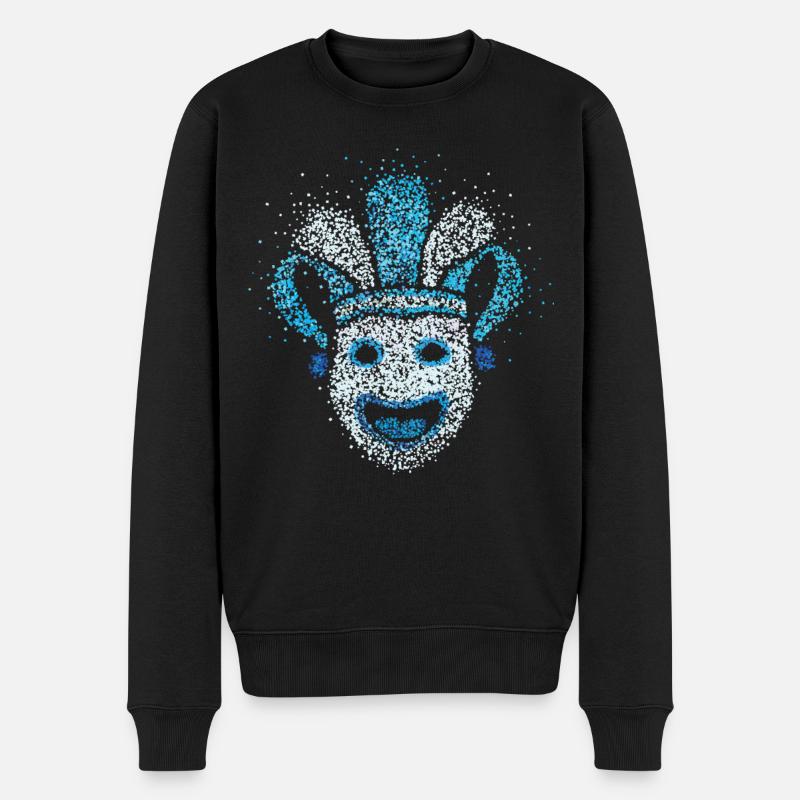 Karneval Fasching Maske Clown Jeck Karnevalist - Männer Premium Bio Pullover - Schwarz
