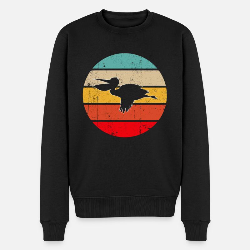 Pelikan Retro - Männer Premium Bio Pullover - Schwarz