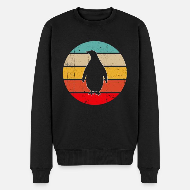 Pinguin Retro - Männer Premium Bio Pullover - Schwarz
