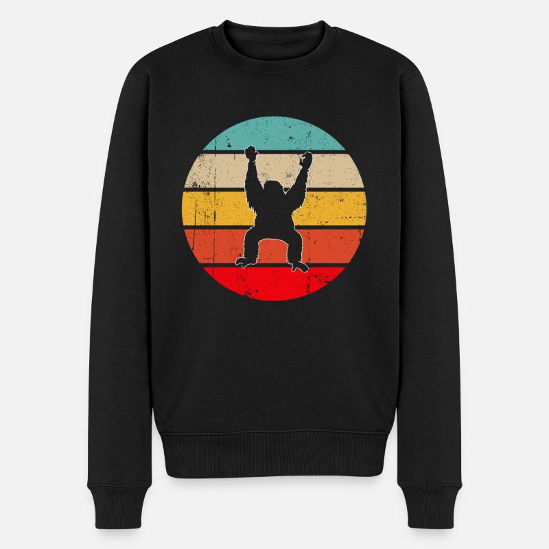 Orang Utan Retro - Männer Premium Bio Pullover - Schwarz