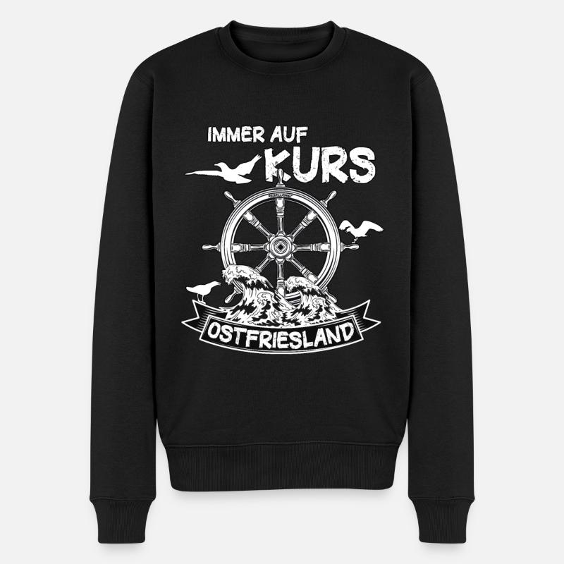 Ostfriesland - Immer auf Kurs, Heimat - Männer Premium Bio Pullover - Schwarz