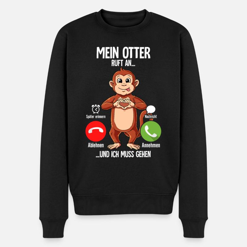 Mein Affe Ruft An - Männer Premium Bio Pullover - Schwarz