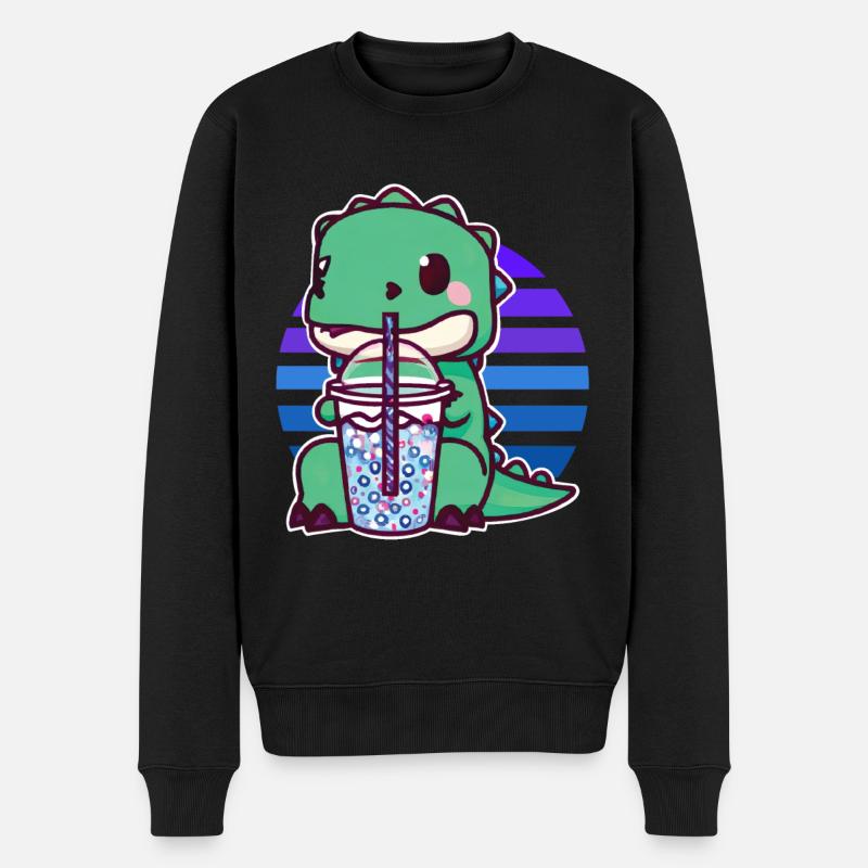 Dinosaur drinks bubble tea - Men's Premium Organic Jumper - black