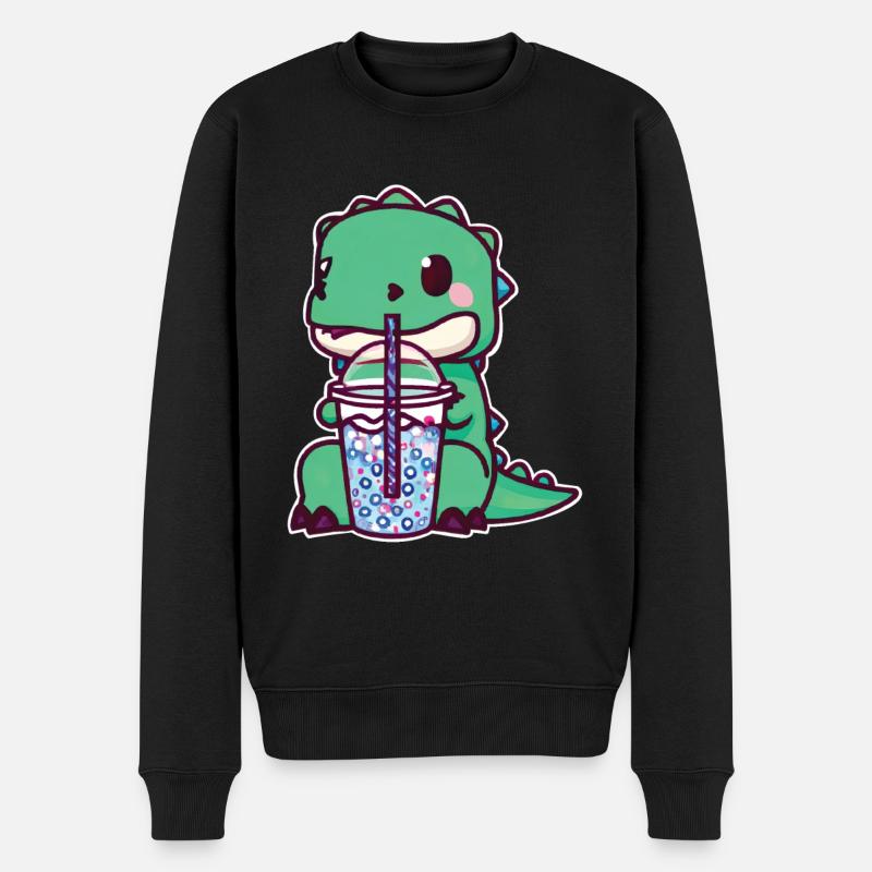 Dinosaur drinks bubble tea - Men's Premium Organic Jumper - black