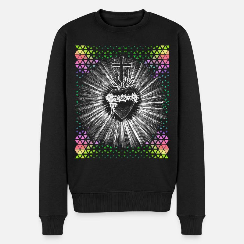Christlich, Jesus Christus, blutendes Herz - Männer Premium Bio Pullover - Schwarz