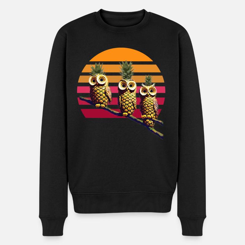 Ananas Eulen - Männer Premium Bio Pullover - Schwarz