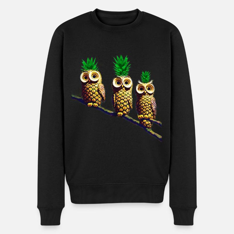Ananas Eulen - Männer Premium Bio Pullover - Schwarz