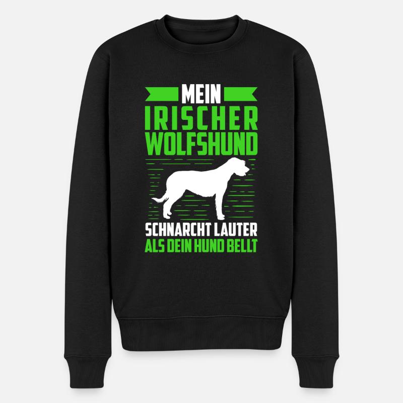 Irischer Wolfshund schnarcht laut Irland Windhund - Männer Premium Bio Pullover - Schwarz