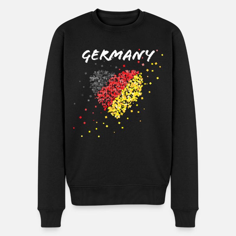 Deutschlandflagge Fahne Fanblock Deutschland - Männer Premium Bio Pullover - Schwarz