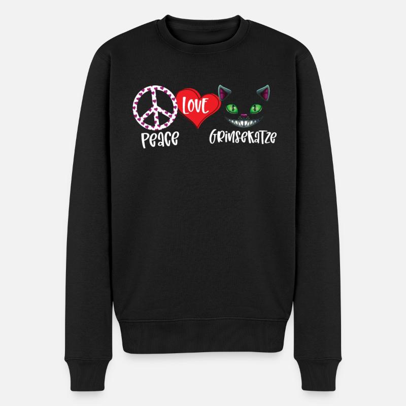 Peace Love Cheshire Chat - Pull Premium bio Homme - noir