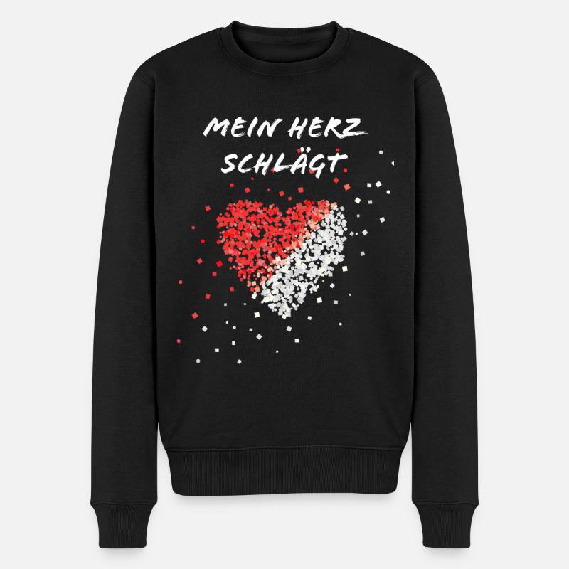 Polen Herzschlag polnische Flagge Polska Pole - Männer Premium Bio Pullover - Schwarz