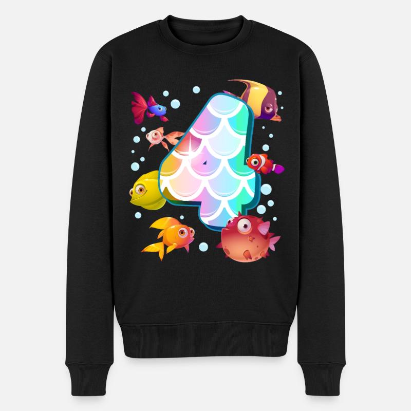 4e anniversaire | Rainbow Fish Anniversaire | - Pull Premium bio Homme - noir