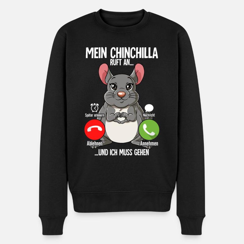 Mein Chinchilla Ruft An - Männer Premium Bio Pullover - Schwarz