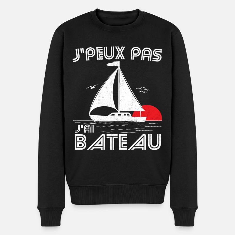 J'peux pas j'ai bateau - le coucher du soleil - Pull Premium bio Homme - noir