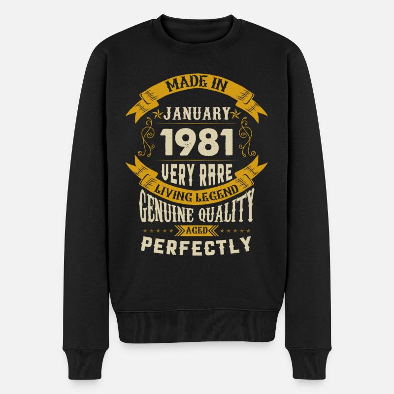 Janvier 1981 Millésime anniversaire - Pull Premium bio Homme - noir